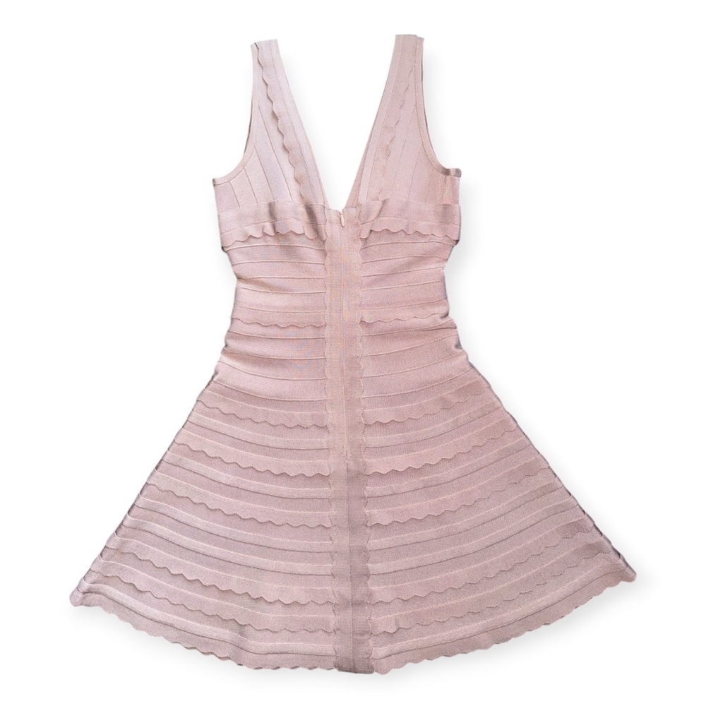 Herve Leger Dusty Rose V-Neck Bandage Mini Dress Small - Picture 7 of 10